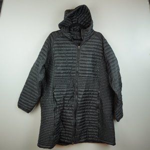 LL Bean Black Quilted Downtek Water‎ Repellent Lightweight Hooded Jacket